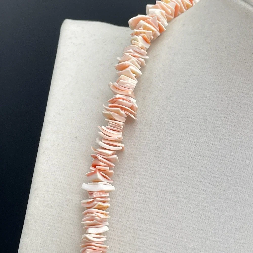Vintage‎ Peach White Chip Shell Surfer Pukka Choker Necklace Beach Jewellery